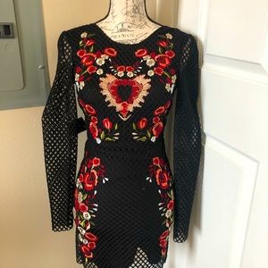 Black embroidered dress from NastyGal. Size XS.